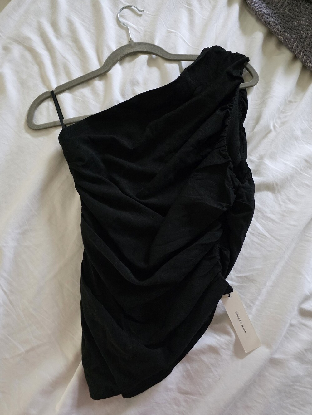 Commense Ruched Side One-Shoulder Top - Picture 2 of 4